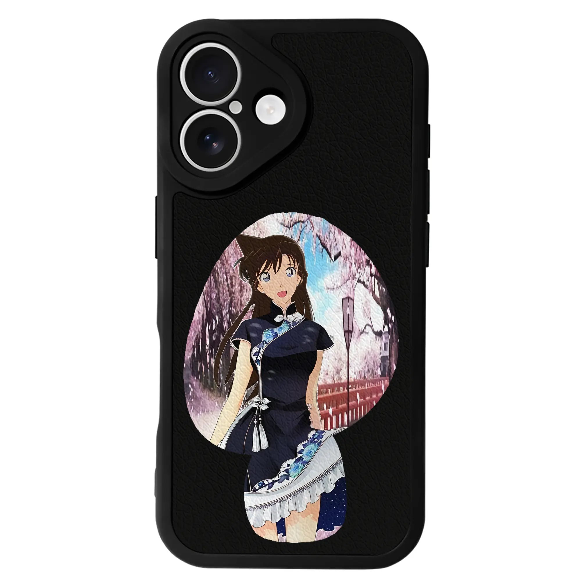 名探偵コナン グッズ 毛利 蘭 - IPhone 16シリーズ対応 ・ シリコンスマホケース ・ レザー調 ・ 高精度フィット ・ 耐衝撃 ・ ワイヤレス充電対応 ・ 精密カット